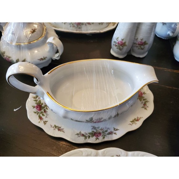 Vntage Johann Haviland Bavaria Germany Moss Rose Pink Floral Gold Trim 67 Pieces - Picture 6 of 10